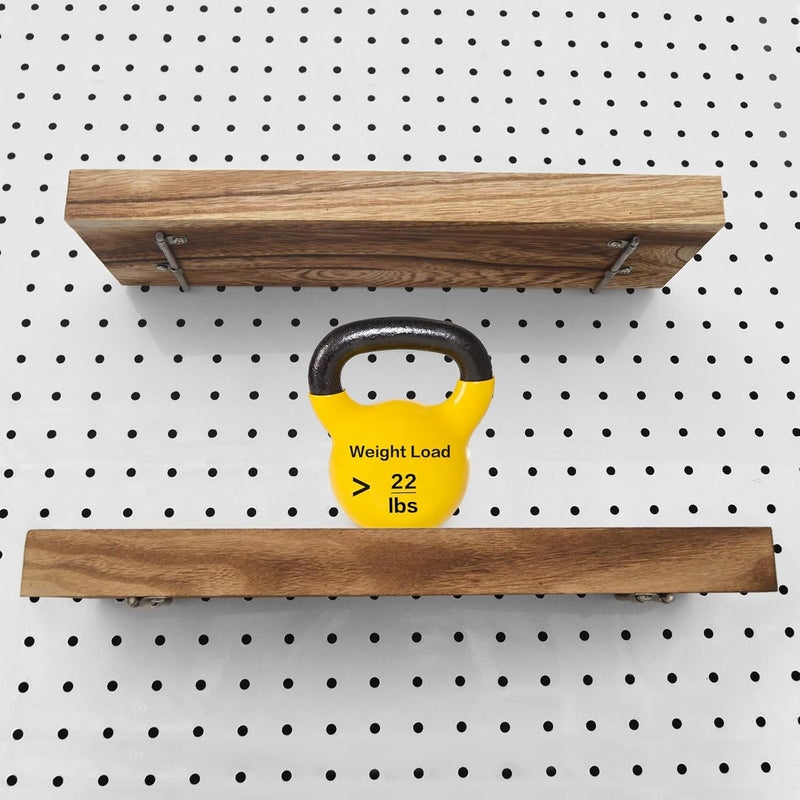WOWKIT Wood Pegboard Shelves with Lip, 14" x 4" Peg Board Racks 3Pack Wall Organizer Shelf, 1/4 inch Heavy Duty Metal Brackets Fit All Pegboards, Display Craft Garage Workbench Office Shelving Accessories - Image 2
